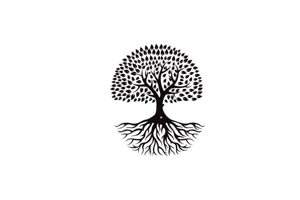 Vector gráfico creativo de raíz verde en plantilla de diseño de logotipo de fondo blanco - Vector, Imagen