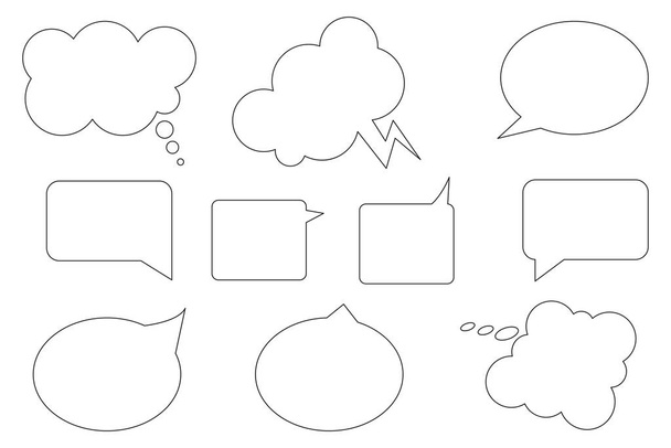 Speech bubble silhouette icon set. Message symbol. Chat emblem. Communication backdrop. Vector illustration. Stock image. - Vektör, Görsel
