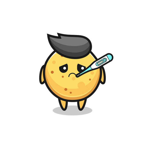 potato chip mascot character with fever condition , cute design - Vector, Image