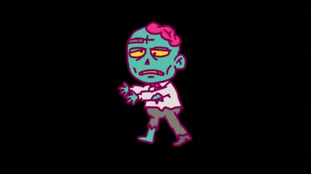 Zombie character goes and wants grab. Alpha channel. Looped animation. Frame by frame animation - Footage, Video