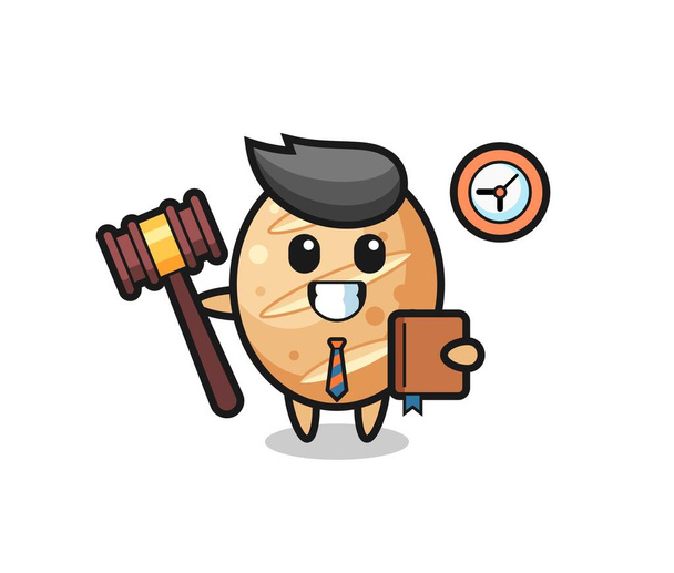 Mascot cartoon of french bread as a judge , cute design - Vector, Image