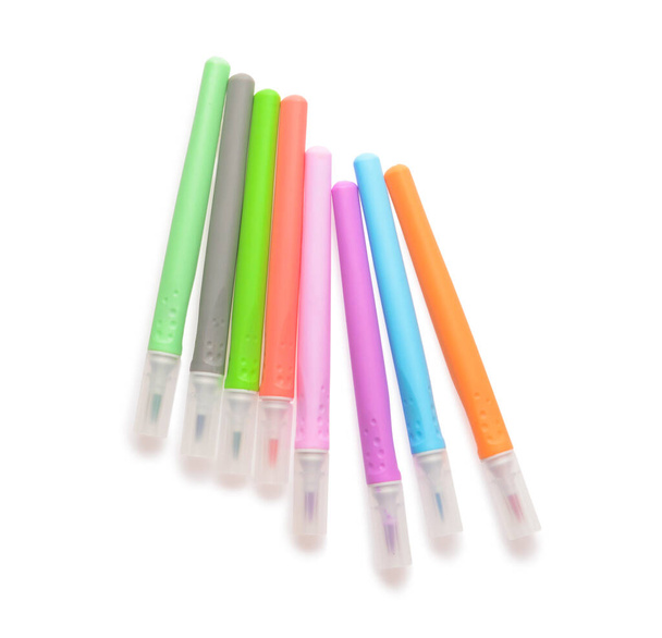 Different colorful markers on white background - Photo, Image