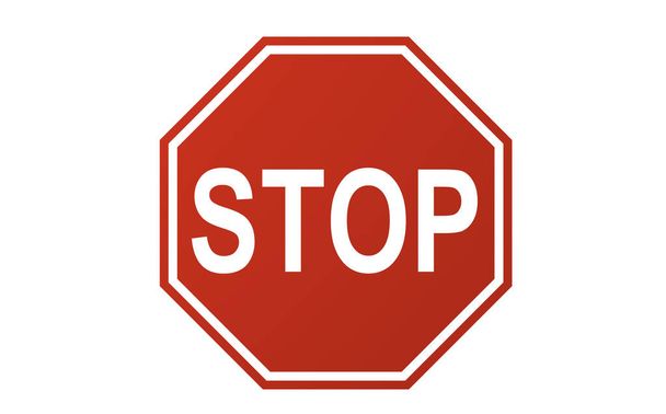 Detener signo sobre un fondo blanco. Detener símbolo frente al peligro - Foto, imagen