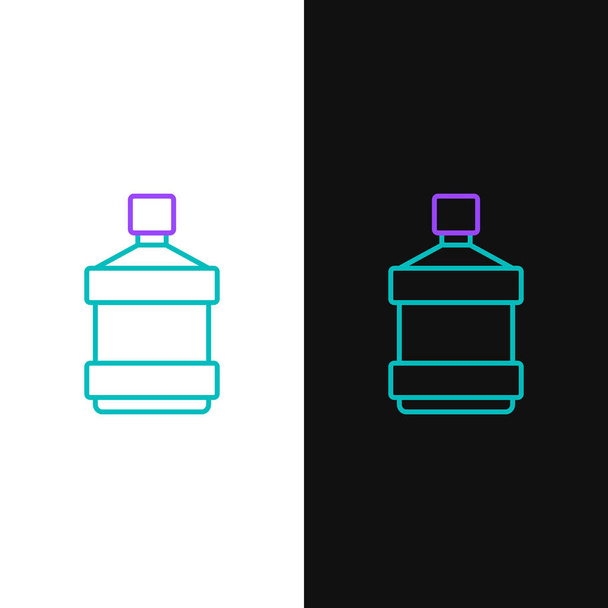 Línea Botella grande con icono de agua limpia aislada sobre fondo blanco y negro. Envase de plástico para el refrigerador. Concepto de esquema colorido. Vector - Vector, imagen
