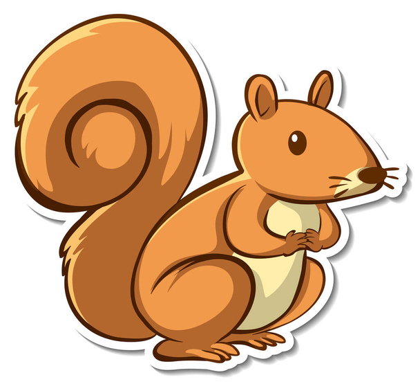 Sticker design with cute squirrel isolated illustration - Vector, Image