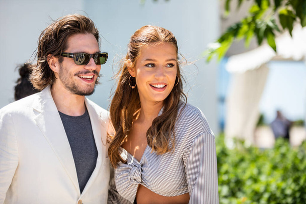 CANNES, FRANCE - JULY 13, 2021: Franois Civil and Adle Exarchopoulos attend the "Bac Nord" photocall during the 74th annual Cannes Film Festival  - Foto, afbeelding