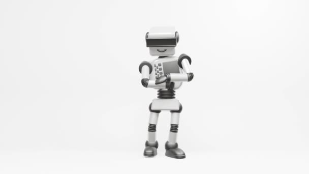 Modern robot Angry. The robot moves very naturally on a white background - Footage, Video