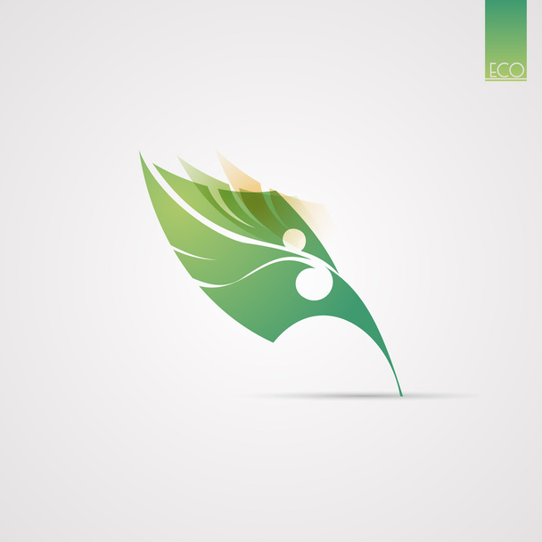 Beautiful green leaf. Vector illustration - Διάνυσμα, εικόνα