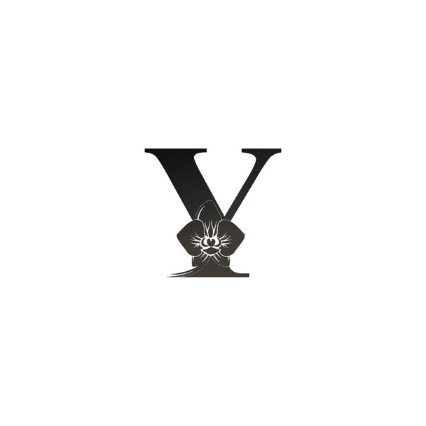 Letter Y logo icon with black orchid design vector illustration - Vector, Image