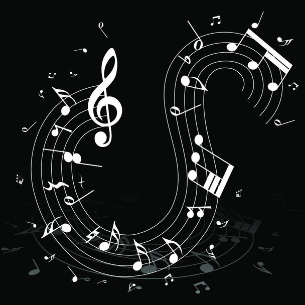 Musical Design Elements From Music Staff With Treble Clef And Notes in Black and White Colors. Vector Illustration. - Vektori, kuva