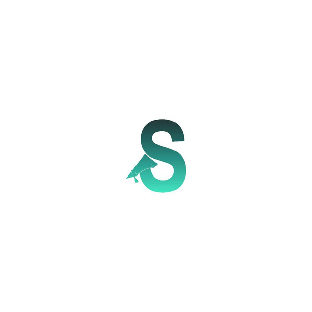 Icône du logo Lettre S avec illustration vectorielle de conception de chapeau de graduation - Vecteur, image