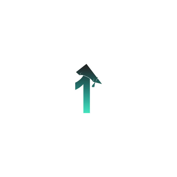 Nummer 1 logo icoon met graduatie hoed ontwerp vector illustratie - Vector, afbeelding