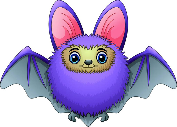 Vector illustration of Cute bat cartoon flying - Vektör, Görsel
