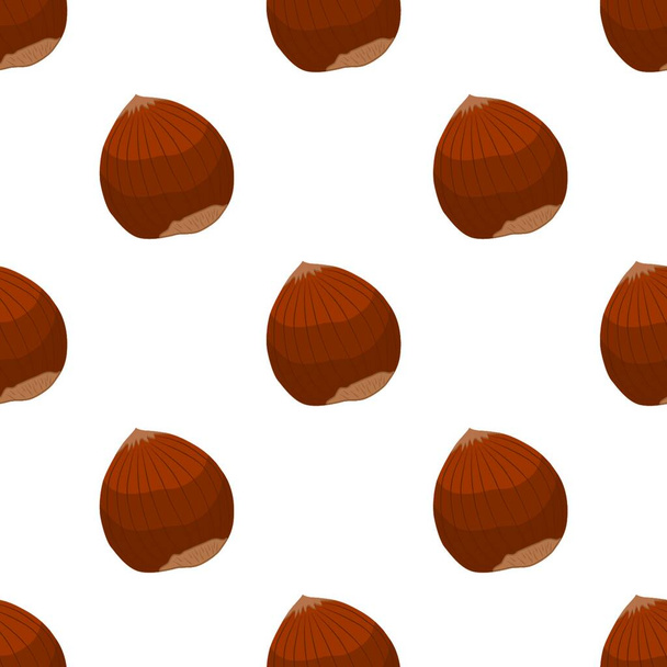 Illustration on theme big pattern identical types hazelnut, nut equal size. Hazelnut pattern consisting of natural nut for colored print on wallpaper. Abstract colorful pattern from many nut hazelnut. - ベクター画像