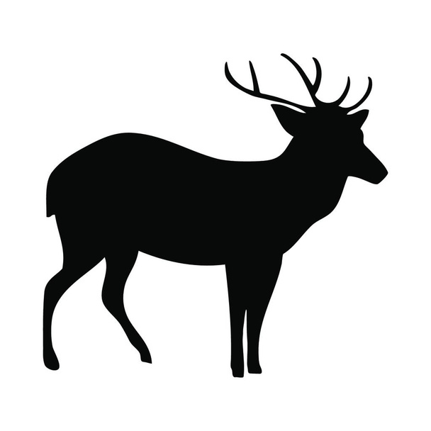 black silhouette of deer with horns and antlers - Вектор,изображение