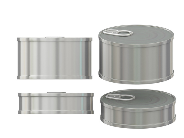 korte cilindrische lege aluminium blikje met pull-tabblad, clippin - Foto, afbeelding