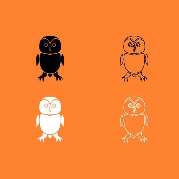 Owl it is black and white set icon . - Vector, imagen