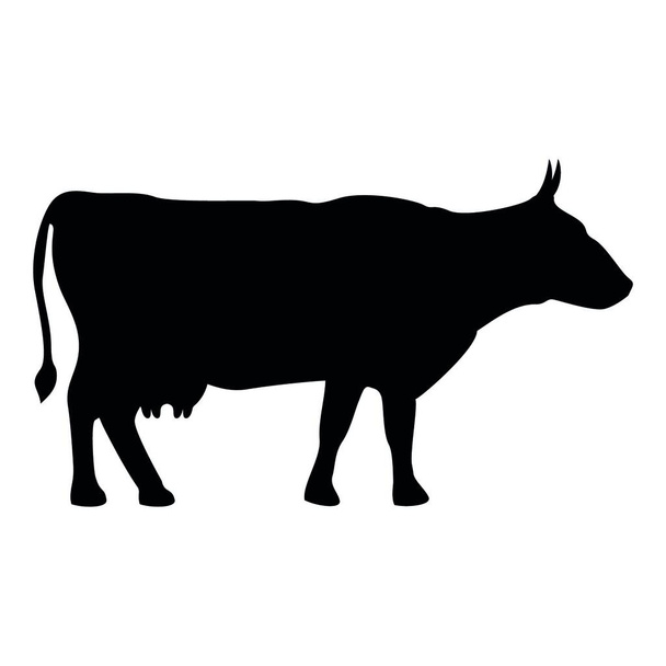 black silhouette of a cow - Вектор,изображение