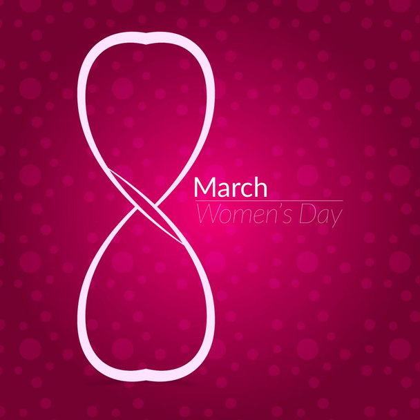 happy womens day card with pink ribbon and text - Vector, imagen