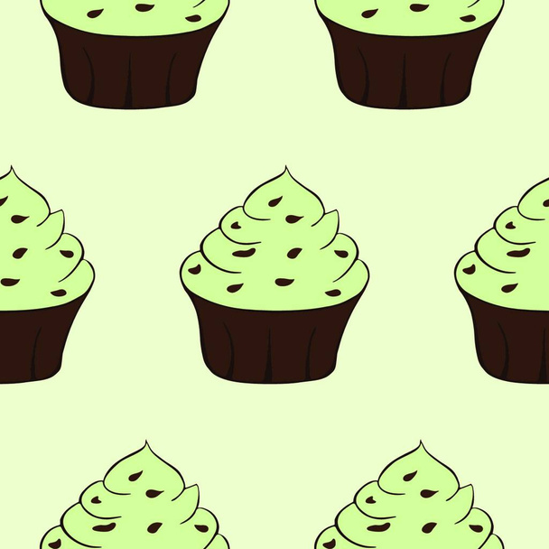seamless pattern with cupcakes, vector illustration - Vetor, Imagem