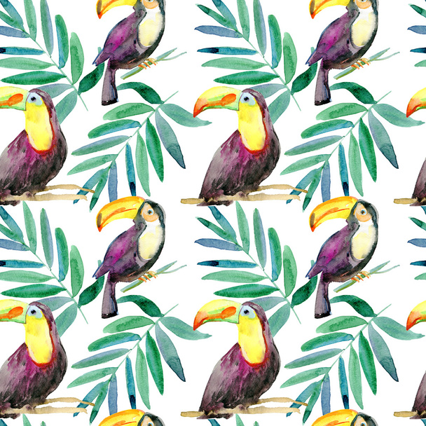 Seamless watercolor pattern with birds - Photo, Image