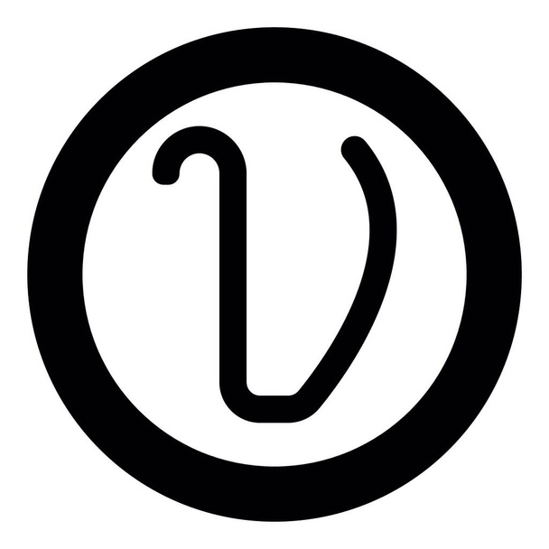 Upsilon greek symbol small letter lowercase font icon in circle round black color vector illustration flat style simple image - Vettoriali, immagini