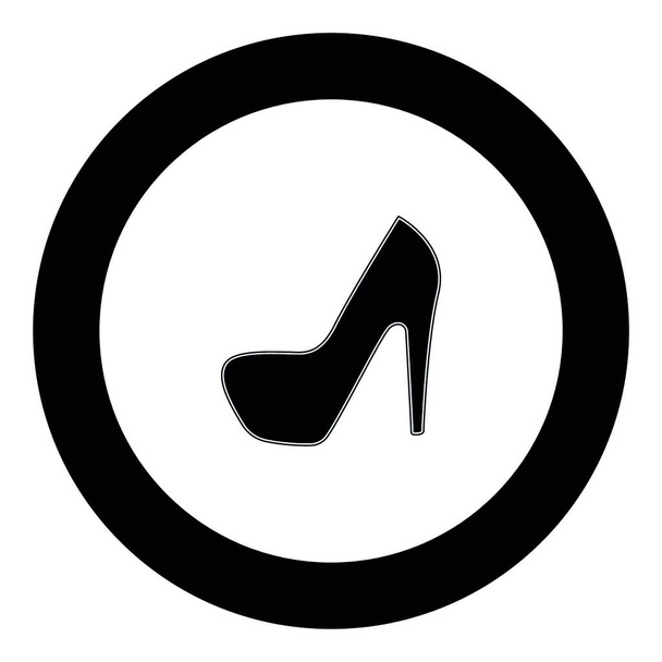 Woman shoes icon black color in circle vector illustration - Wektor, obraz