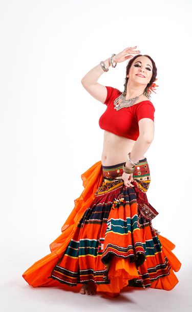 Beautiful brunette tribal dancer - Фото, зображення