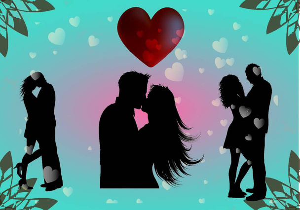 couple is kissing to each other on valentine - Vector, Imagen