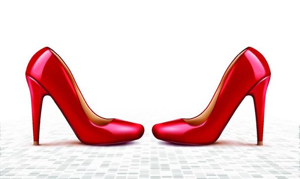 mock up illustration of female footwear on floor surface - Vector, Image