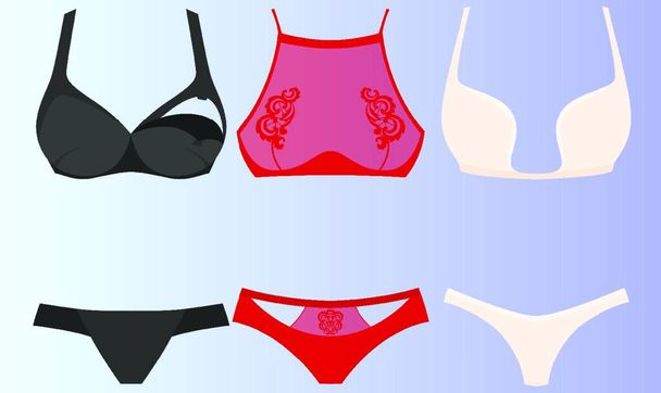 mock up illustration of female lingerie set on abstract background - Vettoriali, immagini