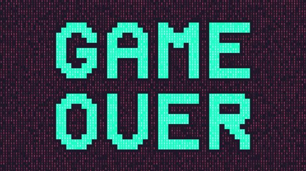 Retro video game screen vintage gaming game over text, retro background digital display screen - Фото, изображение