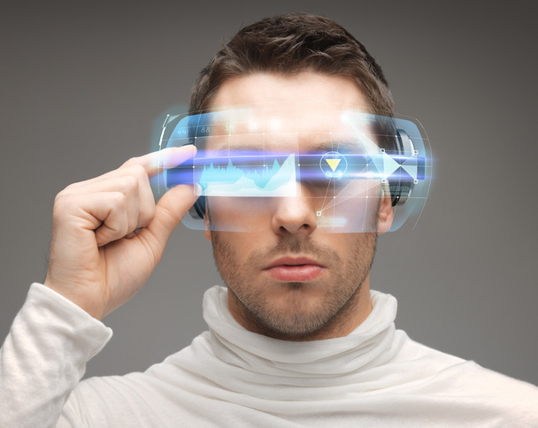 man in futuristic glasses - Foto, Bild