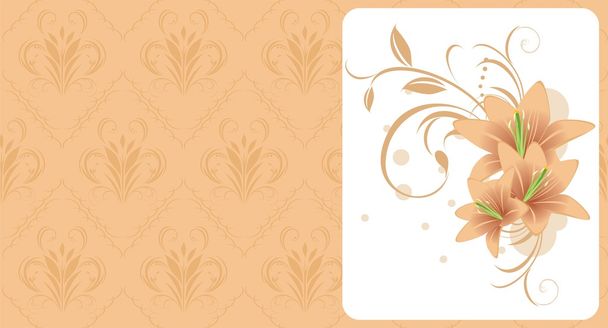 Lilies with ornament. Decorative background for card - Вектор, зображення