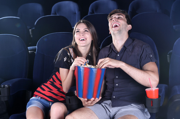 Couple watching movie in cinema - 写真・画像
