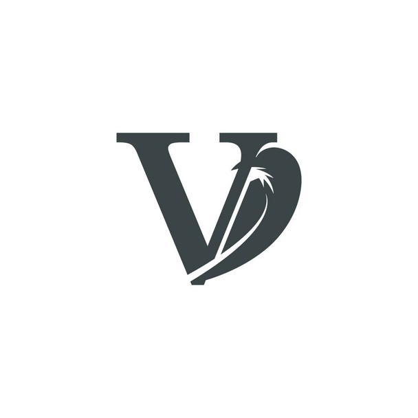 文字Vとカラスの組み合わせアイコンのロゴデザインベクトル - ベクター画像