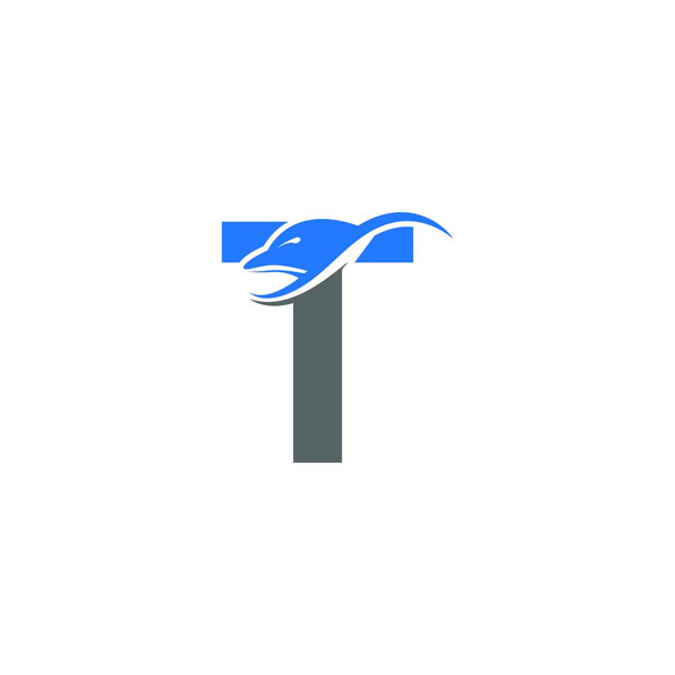 Dolphin with Letter T logo icon design concept vector template illustration - Vettoriali, immagini