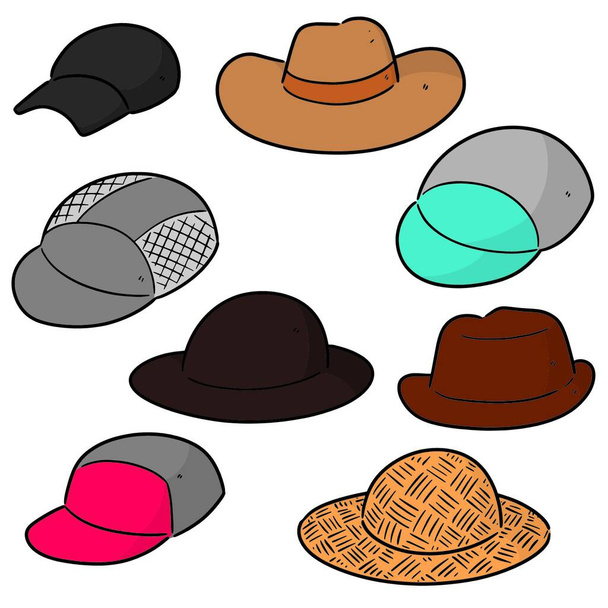 vector illustration of a set of a hat - Διάνυσμα, εικόνα