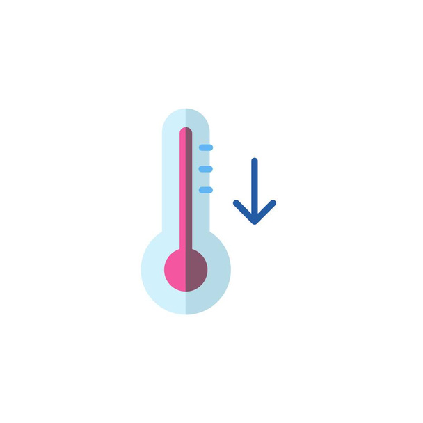 Thermometer. Fall temperature. Flat color icon. Isolated weather vector illustration - Вектор,изображение