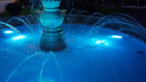 4K VIDEO With neon illumination of colorful LED light effect of fountain jets at night, close-up of the fountain - Footage, Video