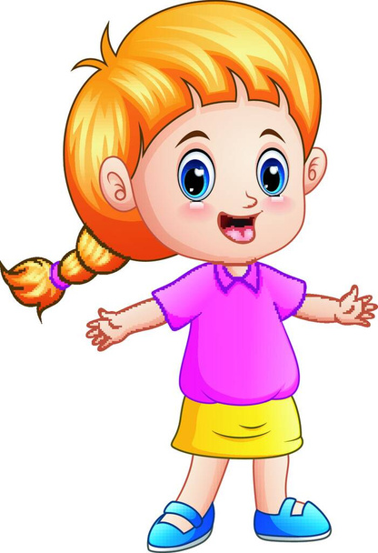 Vector illustration of Little girl cartoon with blond hair - Vektor, Bild