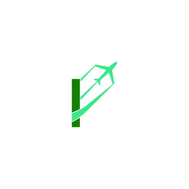Letter I with plane logo icon design vector illustration - ベクター画像