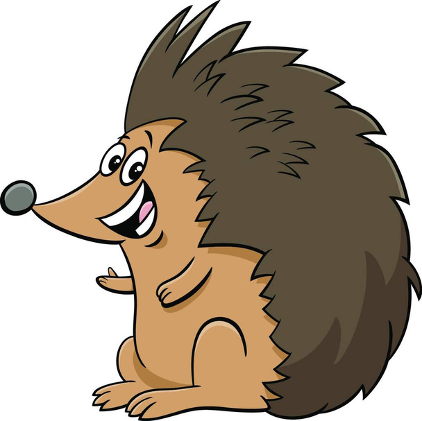 Cartoon illustration of funny hedgehog wild animal character - ベクター画像