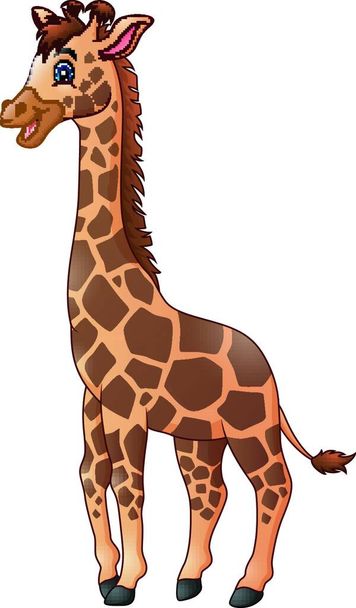 Vector illustration of Cute giraffe cartoon - Вектор,изображение