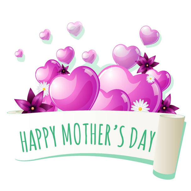 Happy Mothers day card full vector elements - Vecteur, image