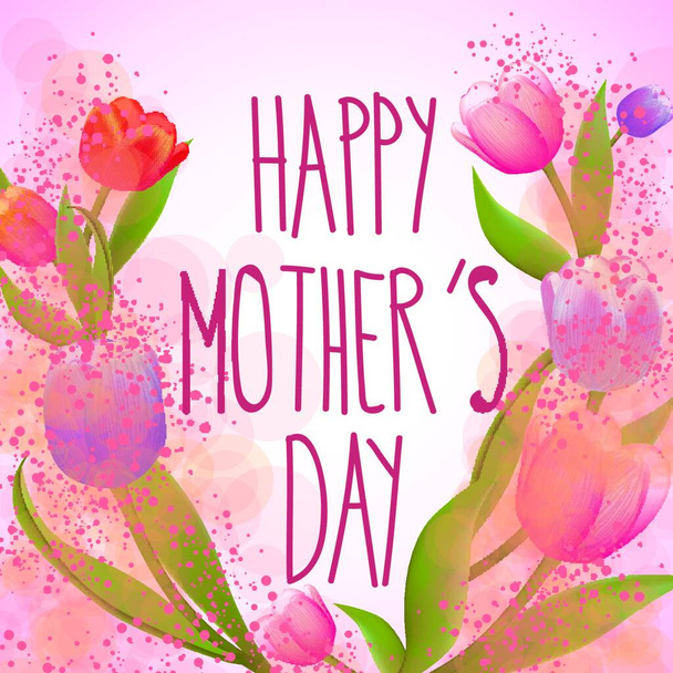Happy Mothers day card full vector elements - Вектор,изображение