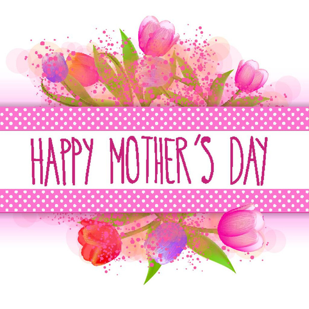 Happy Mothers day card full vector elements - Vector, Imagen