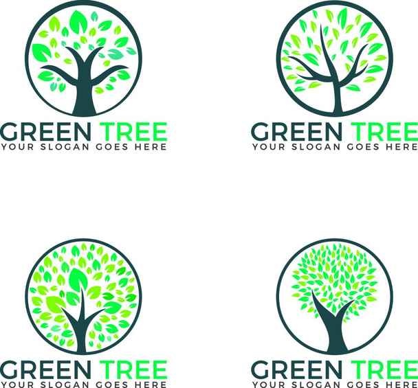 Nature trees vector logo design template. - ベクター画像