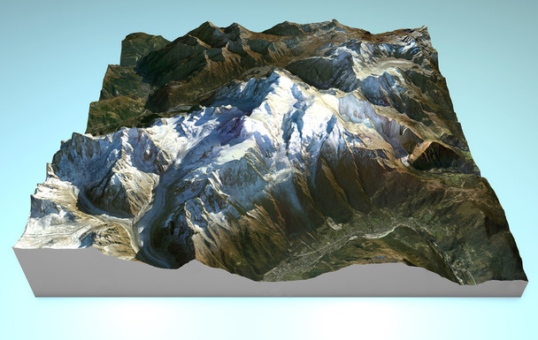 Karte Luftaufnahme des Mont Blanc (monte bianco). - Foto, Bild