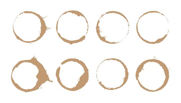 Coffee stain ring set. Vector illustration. - Vector, Image